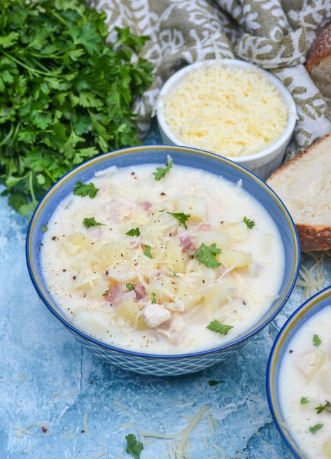 Chicken Cordon Bleu Soup - 4 Sons 'R' Us Chicken Cordon Bleu Soup, Cordon Bleu Soup, Cheese Stuffed Peppers, Ham Sandwiches, Cubed Potatoes, Chicken Cordon, Chicken Cordon Bleu, Perfect Dinner, Potato Soup Recipe