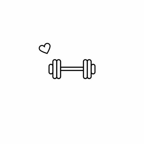 Cute Gym Tattoos, Small Dumbbell Tattoo, Workout Tattoos For Women, Barbell Tattoo Ideas For Women, Exercise Tattoo, Academia Tattoo, Dumbbell Tattoo, Gym Icons, Gym Tattoo