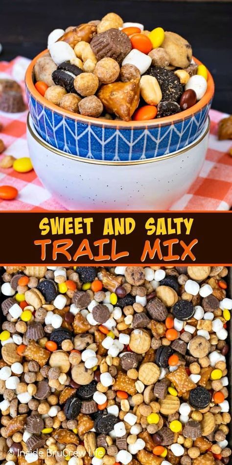 Sweet And Salty Trail Mix, Homemade Trail Mix Recipes, Salty Trail Mix, Recipe For Family, Fall Snack Mixes, Trail Mix Snack, Trail Mix Recipes, Homemade Trail Mix, Chex Mix Recipes