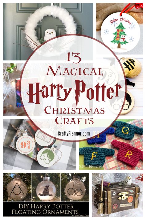 Harry Potter Christmas Wreath Diy, Harry Potter Wreath Christmas, Harry Potter Diy Christmas Decorations, Xmas Sewing Ideas, Harry Potter Christmas Wreath, Harry Potter Christmas Decorations Diy, Harry Potter Wreath Diy, Aesthetic Craft Room, Harry Potter Sewing