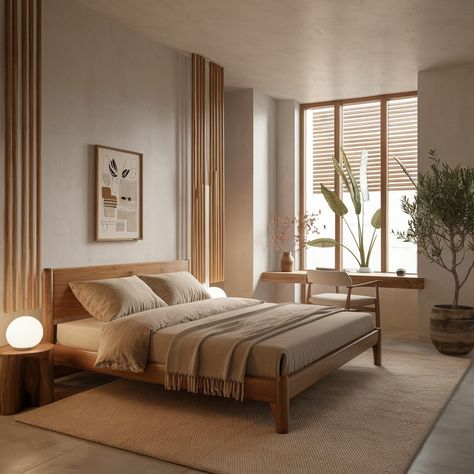 Japandi style for the perfect blend of Japanese simplicity and Scandinavian coziness🤍🌸 What’s your favorite feature of this look? #japandidesign #interiordesign #design #scandinaviandesign #scandinavianstyle Japanese Simplicity, Japanese Scandinavian, Japandi Bedroom, Japanese Bedroom, Student Room, Japandi Design, Mid Century Modern Bedroom, Dream Apartment Decor, Japandi Style