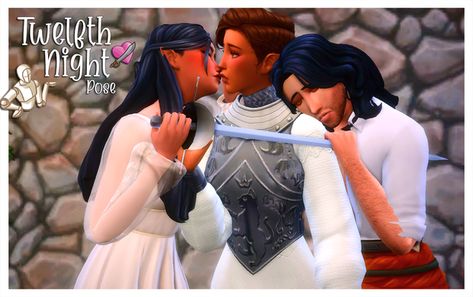 Sims 4 Trio Poses, Sims 4 Poses, Ts4 Poses, 4 Poses, Sims 4 Studio, Night Photo, Twelfth Night, Night Photos, Sims Mods