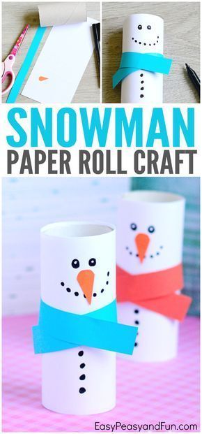 Paper Roll Snowman Craft – Winter Crafts for Kids Roll Craft, Snowman Craft, Toilet Paper Crafts, Toilet Paper Roll Crafts, Paper Roll Crafts, Christmas Activities For Kids, Winter Crafts For Kids, Do It Yourself Crafts, Snowman Crafts