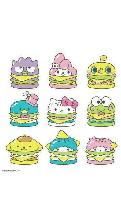 Sanrio Food Drawing, Sanrio Burger, Hello Kitty Theme Party, 헬로키티 배경화면, Paper Doll Printable Templates, Hello Kitty Videos, Kitty Cafe, Hello Kitty Crafts, Hello Kitty Themes