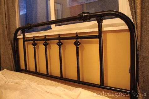 Brass Beds, Iron Metal Bed, Brass Headboard, Headboard Makeover, Painted Headboard, Brass Bed Frame, Spray Paint Furniture, Everything Has Changed, Bed With Posts