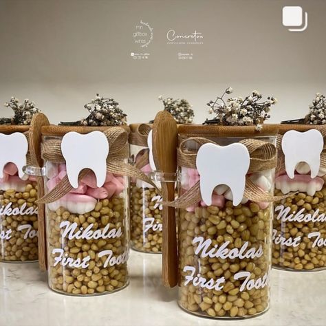 Teething Party Ideas, 1st Tooth Party Ideas Boy, 1st Tooth Party Ideas, First Tooth Decoration Ideas, First Tooth Jars Ideas, First Teeth Party Ideas Tooth, Teeth Party, Tooth Party, Baby Jars