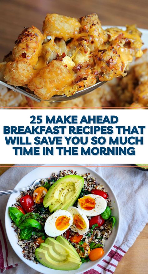 We all need to save time during busy mornings. These 25 make ahead breakfast recipes will help you start the day off feeling successfully ahead of the game. We’ve included everything from healthy meal prep ideas, like whole wheat mini quiches, to indulgent brunch treats, like the best ever cinnamon Brunch Meal Prep, Savory Breakfast Meal Prep Ideas, Do Ahead Breakfast Ideas, Savory Make Ahead Breakfast, Meal Prep Savory Breakfast, Pre Made Breakfast, Prep Ahead Breakfast, Make Ahead Healthy Breakfast, Best Ever Cinnamon Rolls