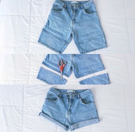 Diy Pants Into Shorts, How To Cute Jeans Into Shorts Diy, Make Jeans Into Shorts, Jeans Into Shorts Diy, Thrift Flip Shorts, Diy Your Clothes, Diy Jeans Shorts Cutoffs, Thrift Store Diy Clothes, Thrift Store Fashion