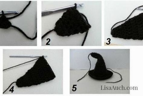 Free Halloween Crochet Pattern for a Mini Witches Hat and Wig Tutorial Baby Mittens Crochet, Free Halloween Crochet, Crochet Halloween Hat, Baby Mittens Pattern, Crochet Baby Mittens, Crochet Hat Tutorial, Mittens Crochet, Crochet Mittens Pattern, Crochet Embellishments