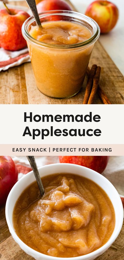 This homemade applesauce recipe has no added sugar and is super easy to make with just 4 ingredients. Enjoy it as a delicious fall snack or use it in your favorite recipes! Best Apples For Applesauce, Apples For Applesauce, Chunky Applesauce, Applesauce Recipes, Homemade Applesauce Recipe, Apples Recipes, Homemade Applesauce Recipes, How To Make Applesauce, Applesauce Recipe