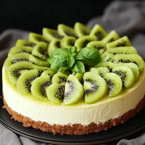 🍰 Easy Kiwi Cheesecake Recipe 🥝 Ingredients : 200g biscuits (Digestive type) 100g melted butter 400g of spreadable cheese 100g of sugar 200ml fresh cream 3 kiwis, peeled and sliced 2 tablespoons of lemon juice 1 sachet of powdered gelatin (or 3 gelatin sheets) Instructions : Crush the biscuits and mix them with the melted butter. Line the bottom of a springform pan with this mixture. In a bowl, beat the cheese spread with the sugar until smooth. Add the crème fraîche and lemon juice, then ... Kiwi Cheesecake, Gelatin Sheets, Kiwi Cake, Spreadable Cheese, Springform Pan, Cheese Spread, Recipe Ingredients, Fresh Cream, Cheesecake Recipe