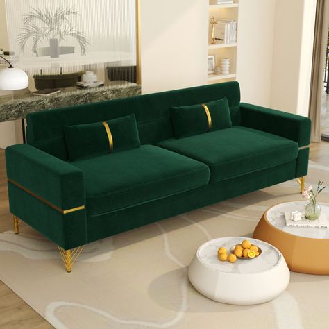 Modern Velvet Sofa, Deep Seated Sofa, Sofa Green, Living Room Furniture Styles, Style Salon, Bedroom Couch, Quiet Evening, Velvet Couch, Modern Loveseat