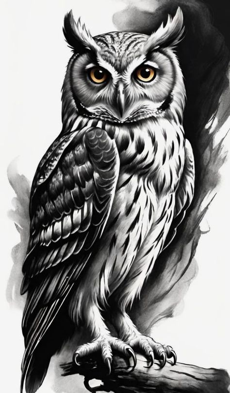 Owl Tatoos, 1975 Tattoo, Realistic Owl Tattoo, Owl Tattoo Drawings, Cute Owl Tattoo, Wildlife Tattoo, Tattoo Linework, Tattoo Style Art, Owl Sketch