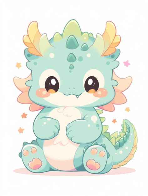 Kawaii Dragon Art, Chibi Dragon Drawing, Cute Dragon Drawing Kawaii, Kawaii Dragon Drawing, Dragon Cute Drawing, Cute Dragon Wallpaper, Cute Turtle Art, Cute Dragon Illustration, Naga Art