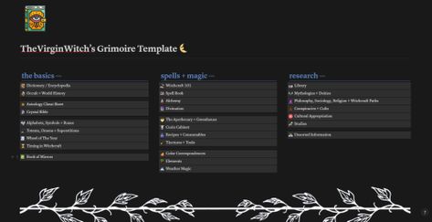 Notion Book Of Shadows, Notion Grimoire Template, Notion Grimoire, Book Of Shadows Template, Notion Inspo, Royalty Core, Grimoire Book, Book Of Shadow, Spell Book