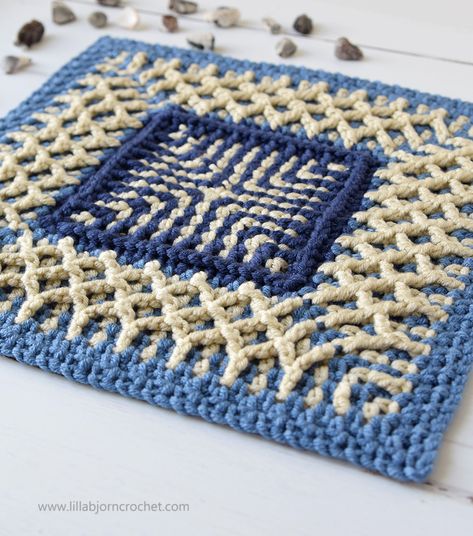 A Sea Square - for Granny Square Day 2019! Brioche Crochet, Cosy Crochet, Fall Knitting Patterns, Stitched Paper, Embroidery Stitches Beginner, Crochet Baby Beanie, Tunisian Crochet Stitches, Mosaic Crochet, Linen Stitch