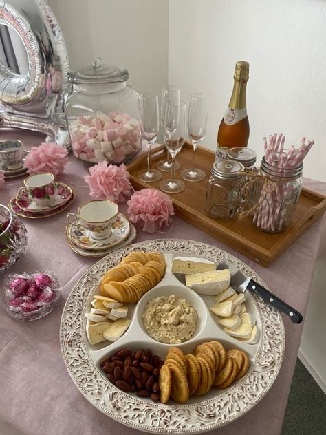 Cute Tea Party Aesthetic, Pink Tea Party Food, Pink And White Tea Party, Coquette Tea Party Outfit, Sweet 16 High Tea Party Ideas, Tea Party Core, Pink Tea Party Birthday, Tea Party Astethic, Coquette Party Aesthetic