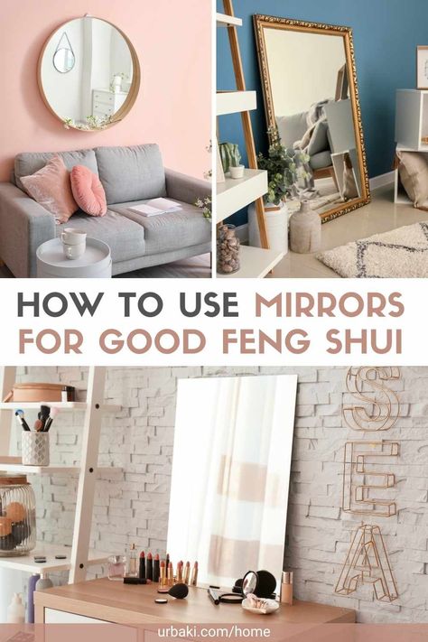 Mirrors are a very common frame for feng shui and are used for many purposes. On a trivial level, mirrors can make your home brighter and more spacious. These two qualities increase the overall energy of your home: Close your eyes and imagine yourself in a small, dimly lit room, then a large, bright room. Can you feel the difference? The use of mirrors or other small objects to regulate the flow of qi, or energy, in space is known as the "small addition method" or Xie Zi Fa in Chinese. Angled Ceiling Decor, Yoga Guest Room, Mirror Over Bed, Feng Shui Mirrors, Feng Shui Office, Concave Mirrors, Small Bedroom Layout, Bright Room, Feng Shui Bedroom