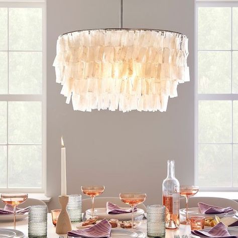 Modern Chandeliers & Island Lights | West Elm West Elm Chandelier, Capiz Chandelier, Room Light Fixtures, Contemporary Chandeliers, Mobile Chandelier, Dining Room Light, Shell Chandelier, Dining Room Light Fixtures, Modern Chandeliers