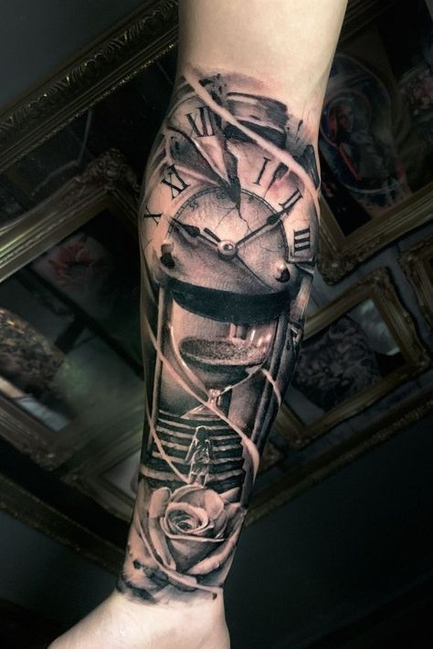 Hourglass Forearm Tattoo Men, Limited Time Tattoo, Hourglass Forearm Tattoo, Hourglass Arm Tattoo, Tattoo Hourglass Clock, Time Is Limited Tattoos, Men’s Tatoos, Hourglass Tattoo Men, Outer Arm Tattoo