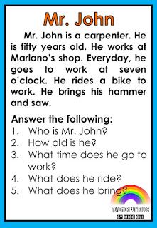 Teacher Fun Files: English Reading Passages With Comprehension Check Up 3 English Passages For Class 3, Tagalog Reading Comprehension For Grade 3, Conversation For Kids, Reading Skills Worksheets, English Conversation For Kids, Reading Exercises, English Poems For Kids, Remedial Reading, Phonics Reading Passages