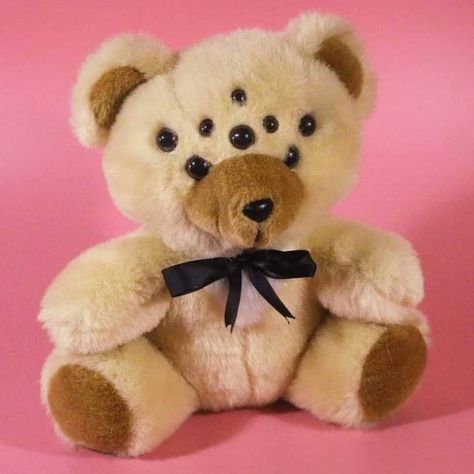 Creepy Stuffed Animals, Stuffed Animals, Teddy Bear, Animals, Pink, White, Black