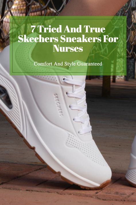 Do you love your job but hate having to wear those clunky, ugly shoes? We have the perfect solution for you! Skechers offers stylish and comfortable shoes for nurses that will make you feel like a million bucks at work. You’ll never want to take them off! Read more @nursepective.com #skechers #sneakers #shoes #nurses #nurseshoes #nursinggifts #nursingshoes #nursingskechers White Nurse Shoes, Cute Nursing Shoes, Shoes With Scrubs, Nursing Shoes Comfortable, Shoes For Nurses, White Nursing Shoes, Hospital Shoes, Best Nursing Shoes, Scrub Shoes