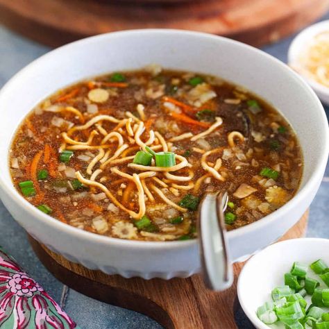 Chicken Manchow Soup Chicken Manchow Soup Recipe, Chicken Manchow Soup, Manchow Soup Recipe, Manchow Soup, Green Chilli Sauce, Crispy Noodles, Biryani Rice, Goat Meat, Side Dishes For Bbq