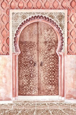 size: 18x12in Art Print: Moroccan Streets Tiled Entrance by Yvette St. Amant : Moroccan Office Decor, Middle Eastern Tiles, Middle Eastern Home Decor, Moroccan Shop Sign, Tiled Entrance, Morrocan Patterns, Moroccan Doorway, Moroccan Frame, Moroccan Window