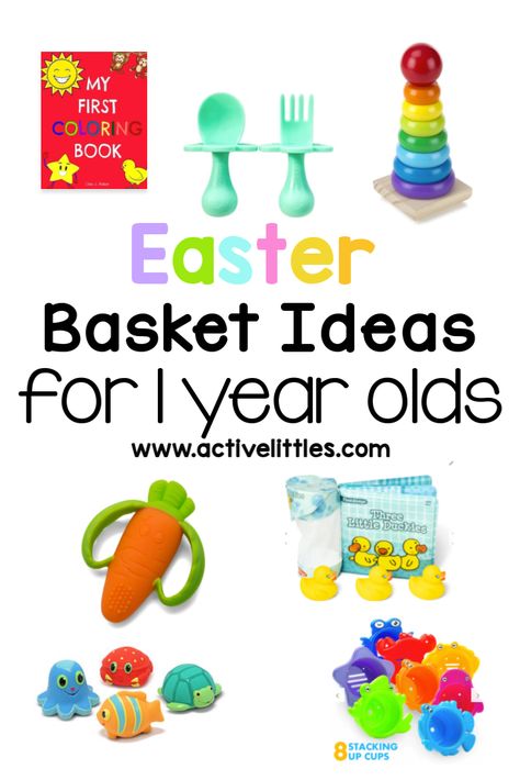 Easter Basket Ideas for 1 year olds - Active Littles Egg Stuffers, Easter Basket Gifts, Creative Easter Baskets, Boys Easter Basket, Baby Easter Basket, Basket Gifts, Easter Egg Fillers, Girls Easter Basket, Easter Baskets For Toddlers