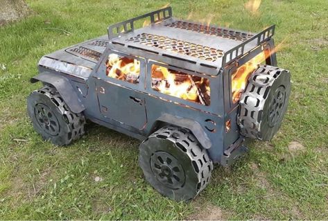 Diy Jeep, 4 Door Jeep Wrangler, Jeep Grill, Custom Metal Art, Wood Burner, Cooking On The Grill, Metal Projects, Fire Pits, Welding Projects