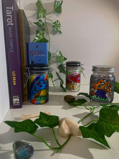 Here are small decorative jars for all your storage needs, such as herbs, rocks, jewelry, dice, and anything your heart desires. It's also a great décor piece for any room, bringing a pop of color. This is a container to keep anything you want to keep fresh. It's also a great place to store your dice! Your purchase will be supporting a small business as well!!! #etsyjar #etsyseller #etsyfinds #etsyhandmade #cottagecore #etsyartist #shrooms #décor #homedecorforsale #etsysale #etsycustom #mushroom Rocks Jewelry, Stash Jar, Stash Jars, Etsy Sales, Hearts Desire, Etsy Handmade, Etsy Finds, Decorative Pieces, Decorative Jars