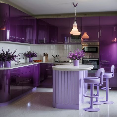 Beautiful purple kitchen design 2024 Purple Kitchen Ideas, Indian Kitchen Interior, Purple Couches, Purple Kitchen Designs, Purple Furniture, Kitchen Design 2024, Fancy Bedroom, Decor Stand, Purple Kitchen