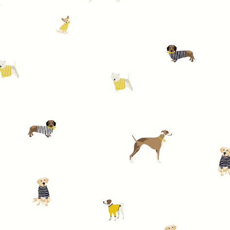 What’s not to love about a mixture of four legged friends in Joules’ iconic Harbour Tops? Add this wallpaper to any room in the home for a homely and warm welcome, with tones of blue and yellow sat upon a crème background this charming wallpaper is bound to brighten your day. Printed on a matt substrate for a contemporary look and feel. This wallpaper is also paste-the-wall, making it easy to hang. Joules Wallpaper, Dog And Cat Wallpaper, Crème Wallpaper, Dog Clinic, Orla Kiely Bedding, Zoffany Paint, Sanderson Curtains, Cream Wallpaper, Muddy Paws