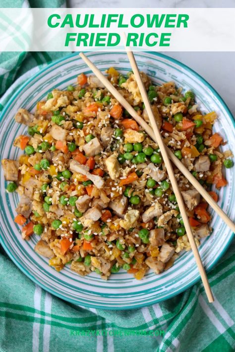 Cauliflower Pork Fried Rice This tasty recipe is an alternative to traditional fried rice. We've swapped the rice for healthy cauliflower rice. Pork Fried Rice Recipe, Fried Cauliflower Rice, Cauliflower Vegetable, Cauliflower Fried Rice Recipes, Crazy Kitchen, Pork Fried Rice, Frozen Cauliflower Rice, Vegetable Fried Rice, Cauliflower Fried Rice