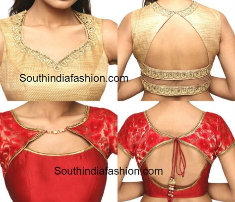 A few latest saree blouse back and front neck patterns, new model neck deisgns for blouse, front neck designs, back neck designs Saree Blouse Back, Blouse Neck Patterns, Latest Saree Blouse, Neck Patterns, Boat Neck Blouse Design, Blouse Back Neck Designs, Blouse Back, Sari Blouse Designs, Unique Blouse Designs