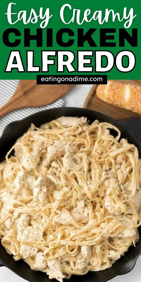 Quick Chicken Alfredo Recipe, Alfredo Pasta Recipes Easy, Chicken Alfredo Dinner, Easy Chicken Alfredo Pasta, Easy Alfredo Recipe, Simple Chicken Alfredo Recipe, Homemade Chicken Alfredo, Creamy Chicken Alfredo, Easy Creamy Chicken