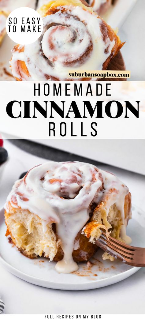 There’s just nothing better than a batch of warm frosted Homemade Cinnamon Rolls! Made from scratch and with a whole lot of love, these classic breakfast treats are actually a whole lot easier to whip up than you may think. And yes… dare I say, they’re even better than Cinnabon. Exotic Recipes, Healthy Cinnamon Rolls, Easy Cinnamon Rolls Recipe, Bread Booze Bacon, Cinnamon Roll Recipe Homemade, Cinnamon Roll Recipe, Friends Recipes, Amazing Meals, Thyme Recipes