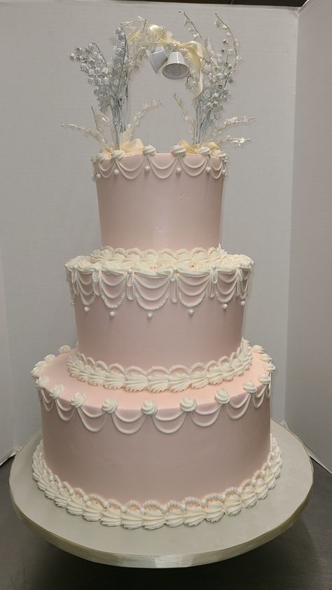 Blush Pink Quince Cake, Sweet 16 Venues Pink, Sleeping Beauty Theme Quinceanera, Quince Cakes Pink, Light Pink Sweet 16, Quinceañera Cake Ideas, Quinceanera Cake Ideas, Coquette Quinceañera, Light Pink Wedding Cake