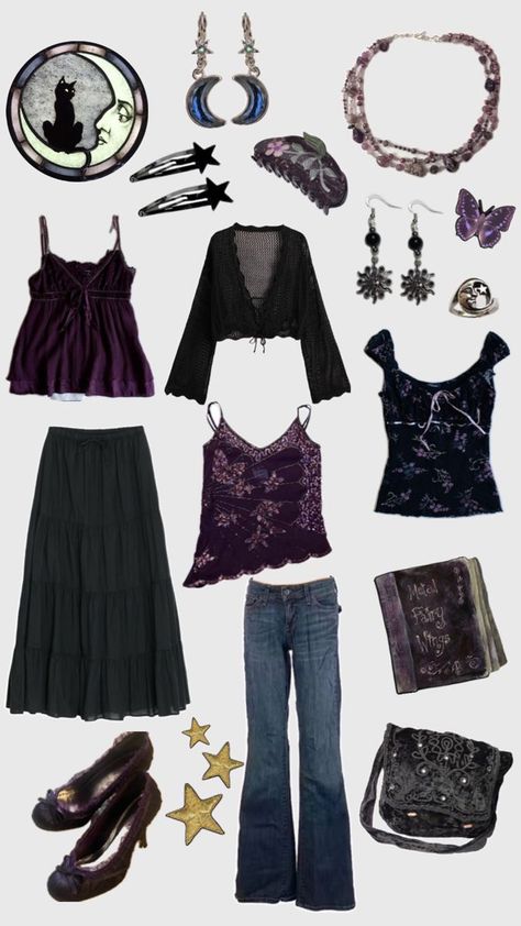 Whimsigoth Outfits, Whimsigoth Fashion, Whimsical Goth, Fashion Purple, Mode Hippie, Whimsy Goth, Thrift Inspo, Whimsical Fashion, Swaggy Outfits