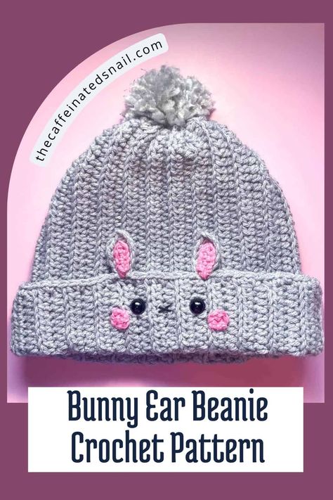 Long eared bunny hats have become super popular as of late, but here is a shorter and subtler free Bunny Ear Beanie Crochet Pattern! Perfect for the entire winter season! Bunny Ear Beanie Crochet Pattern, Bunny Ear Beanie Crochet, Crochet Bunny Ear Hat, Crochet Bunny Hat Pattern, Bunny Hat Pattern, Bunny Ear Beanie, Weird Crochet, Long Eared Bunny, Bunny Hats