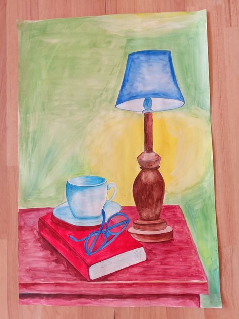 Still life Still Life Drawing Oil Pastels, Jai Bholenath, Steel Life, Arty Ideas, Candle Drawing, Calendar Art, Poster Color, Bear Coloring Pages, Beautiful Art Paintings