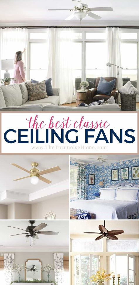 Add a touch of elegance to your home with these modern, classic ceiling fans. Whether you love farmhouse or industrial, there's a fan for you! Modern Farmhouse Living Room Ceiling Fan, Modern Farmhouse Ceiling Fan With Light, Ceiling Fans In Living Room, Modern Classic Ceiling, Elegant Ceiling Fan, Living Room Ceiling Fan, Ceiling Fan Bedroom, Farmhouse Ceiling Fan, Best Ceiling Fans