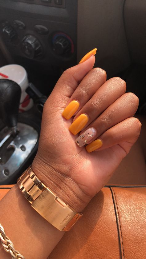 Dnd Gel Polish Colors Yellow, Yellow Colour Nail Art, Yellow Powder Nails, Fall Yellow Nails Acrylic, Hot Yellow Nails, Burnt Yellow Nails, Yellow Nail Polish Ideas, Mustard Nails Acrylic, Yellow Wedding Nails