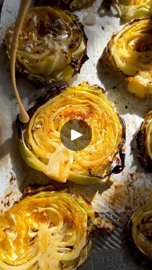 100K views · 714 reactions | Roasted Cabbage Steaks 🍴 | These roasted cabbage steaks basically melt in your mouth! 🍴 | By Live Eat Learn | Facebook Cabbage Steak, Cabbage Steaks Recipe, Roasted Cabbage Steaks, Lemon Tahini Sauce, Tahini Recipe, Cabbage Steaks, Cabbage Roll Soup, Lemon Tahini Dressing, Roasted Cabbage