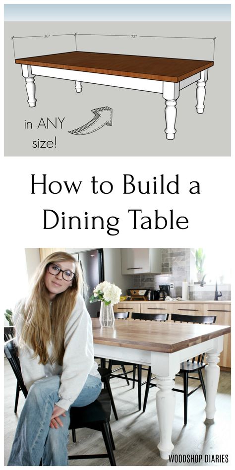 Diy Farmhouse Dining Room, Diy Farmhouse Dining Table, Dining Table Plans, Farmhouse Style Dining Table, Build A Farmhouse Table, Farmhouse Table Plans, Diy Dining Room Table, Simple Dining Table, Build A Table