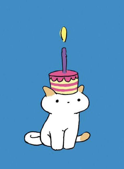 Cute Birthday Cat Drawing, Cat With Cake Drawing, Cute Birthday Cards Printable, Cat With Birthday Hat Drawing, Birthday Card Simple Drawing, Cute Bday Drawings, Birthday Cards Cat Theme, Happy Birthday Cat Drawing, Cute Drawings Birthday