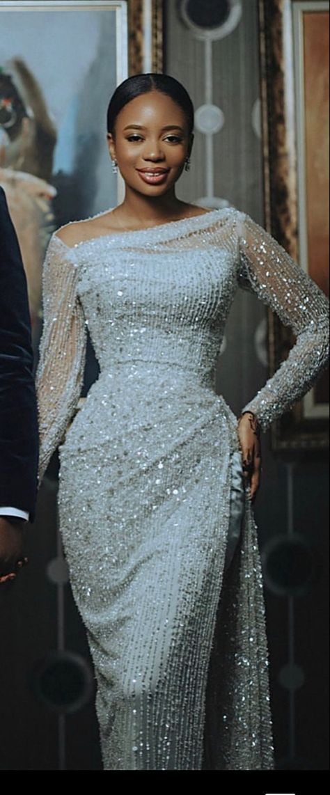 Modest Nigerian Lace Styles, Nigerian Nikkah Outfit, Nigerian Lace Styles Dress Wedding, Nigerian Bridal Reception Dress, Nigerian Lace Dresses Gowns, Nigerian Reception Dress For Brides, Nigerian Traditional Dresses, Lace Asoebi Styles, Nigerian Wedding Dresses Traditional