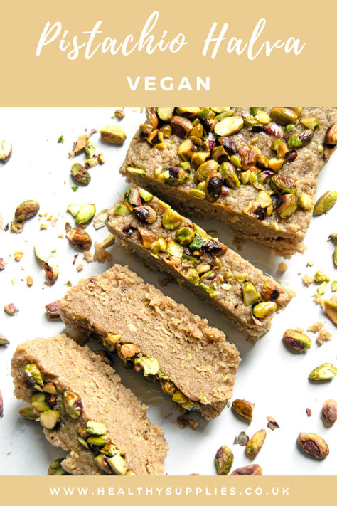 This homemade halva recipe offers a delightful balance of flavours and textures, making it a perfect treat to enjoy on any occasion.

It’s a dense, sweet treat made from sesame seeds and sweetened and infused with the rich aroma of maple syrup and studded with delicious pistachio nuts.

The nutty flavour of the sesame seeds and pistachios pairs perfectly with the earthy sweetness of maple syrup creating a smooth texture that  melts in your mouth with each bite. Halva Recipe, Pistachios Nuts, Cookie Bar Recipes, Sesame Seeds, Yummy Sweets, International Recipes, Pistachio, Cookie Bars, Bars Recipes