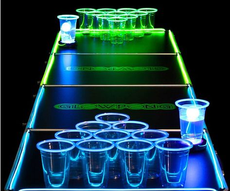 glow-in-the-dark-beer-pong-game Beer Pong Rules, Pong Game, Fun Drinking Games, Dark Beer, Beer Pong Tables, Teen Party, Glow Party, Neon Party, Party Animal